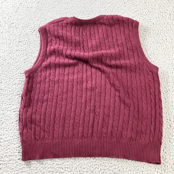 Brooks Brothers Sweater Vest Mens Large Burgundy Cable Knit V Neck Made USA - Picture 6 of 6